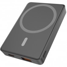 Магнитный внешний аккумулятор Magnetic с беспроводной зарядкой (5W), 5000 Mah, черный Магнитный внешний аккумулятор Magnetic с беспроводной зарядкой (5W), 5000 Mah, черный