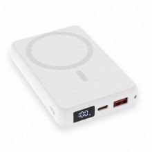 Магнитный внешний аккумулятор Quantum с беспроводной зарядкой (15W), 10000 Mah, белый Магнитный внешний аккумулятор Quantum с беспроводной зарядкой (15W), 10000 Mah, белый