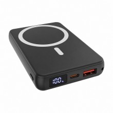 Магнитный внешний аккумулятор Quantum с беспроводной зарядкой (15W), 10000 Mah, черный Магнитный внешний аккумулятор Quantum с беспроводной зарядкой (15W), 10000 Mah, черный