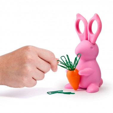 Ножницы и магнит со скрепками Bunny, розовые