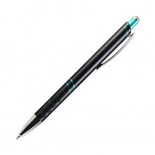 Шариковая ручка, Space, нажимной мех-м, черный матовый алюминий, отделка синий хром.