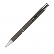 Шариковая ручка, Alpha, нажимной мех-м,корпус-алюминий,отд.-хром,покрытие-soft touch, какао