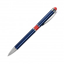 Шариковая ручка, Aurora, нажимной мех-м,корпус-алюминий,синий/отделка-гравировка,красное кольцо