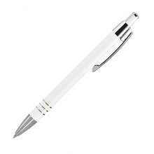 Шариковая ручка, Avenue, нажимной мех-м,корпус-алюминий,белый глянец/отд- хром,серебро