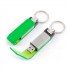 USB-Flash накопитель - брелок (флешка) "Leather Magnet" в металлическом корпусе, 32 Gb, с кожаным откидным клапаном на магните. Зелёный