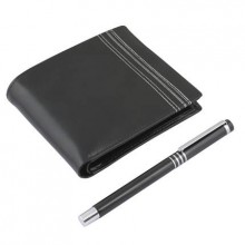 Набор из двух предметов: ручка и кошелек, цвет чёрный