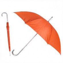 Зонт-трость с алюминиевой изогнутой ручкой. Ручное открытие. Красный