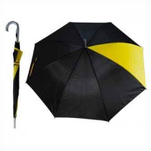Зонт-трость "SECTOR", п/автомат, полиэстер, чёрный с одним желтым клином (незначительный брак, не влияющий на потребительские свойства)