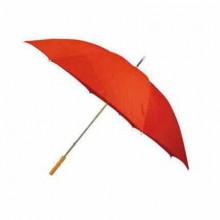 Зонт-трость механический с деревянной ручкой, красный. Диаметр купола 133 см