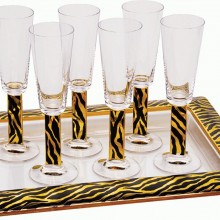На6ор «Зебра»: 6 бокалов для шампанского, поднос