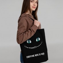 Холщовая сумка со светящимся принтом Cheshire Cat, черная