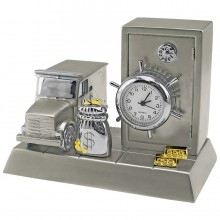 Часы "Банк"; 8,8х5,6х6,6 см; металл; лазерная гравировка