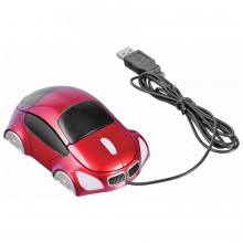 Мышь компьютерная оптическая "Автомобиль"; красный; 10,4х6,4х3,7см; пластик; тампопечать