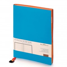 Ежедневник недатированный Mercury, синий флюор, А5, белый блок, оранжевый обрез, ляссе с шильдом