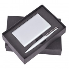Набор "Mirror": универсальное зарядное устройство (6000мАh) и ручка, серебристый, 17,5х11х4см,металл