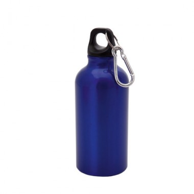 Бутылка для воды "Mento", алюминиевая, с карабином, 400 мл., синий