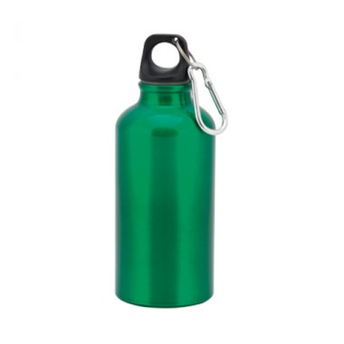 Бутылка для воды "Mento", алюминиевая, с карабином, 400 мл., зеленый