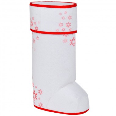 Упаковка подарочная "ВАЛЕНОК" с крышкой, белый/красный, 35х20 см, войлок, термотрансфер, шеврон