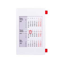 Календарь настольный на 2 года; белый с красным; 18х11 см; пластик; тампопечать, шелкография