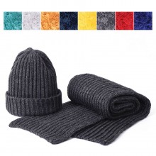 GoSnow, вязаный комплект шарф и шапка, антрацит