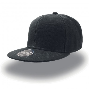 Бейсболка "SNAP BACK" 6 клиньев, плоский козырек, пластиковая застежка пвх,черный, 100% акрил, 400 г