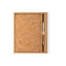 Блокнот с ручкой,Set Minsor,24 x1,8x19,5см, 282 гр,твердая обложка,натур.пробка/пшеница/ABS