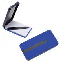 Блокнот "Apple" с ручкой; синий, 5,7х11,4х1,2 см, пластик