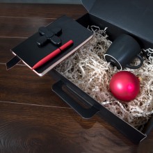 Набор ELEGANTBLOOM: блокнот, ручка, кружка, usb-разветвитель, шар новогодний, красный