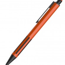 IMPRESS TOUCH, ручка шариковая со стилусом, оранжевый/черный, алюминий, пластик, прорезиненный грип