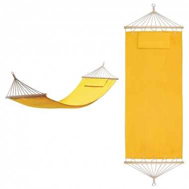 Гамак с подушкой "МАЙАМИ" , в сумке ; желтый; 200х80см; хлопок, дерево, шелкография