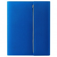 Папка А4 "PATRIX" с блокнотом и карманом на молнии, синяя, микрофибра