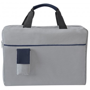 Конференц-сумка "Sense"; серый с синим; 37х27x8 см; полиэстер; шелкография