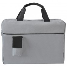 Конференц-сумка "Sense"; серый с черным; 37х27x8 см; полиэстер; шелкография
