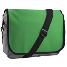 Конференц-сумка "College"; серый с зеленым; 38х30х9,5 см; полиэстер; шелкография