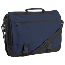 Конференц-сумка "Expo"; черный с синим; 39х29х9 см; полиэстер; шелкография