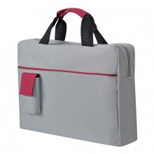 Конференц-сумка "Sense"; серый с красным; 37х27x8 см; полиэстер; шелкография