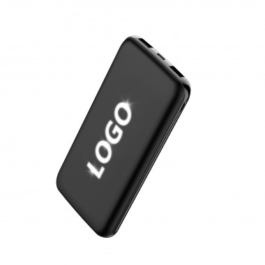 Внешний аккумулятор Kugo, 10000 mAh с подсветкой гравировки, черный