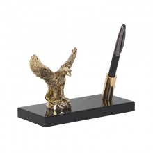 Подставка настольная "Орёл", с ручкой, на деревянной основе, позолота, h 12 см