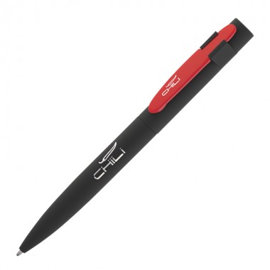 Ручка шариковая "Lip", черный/красный, прорезиненная поверхность