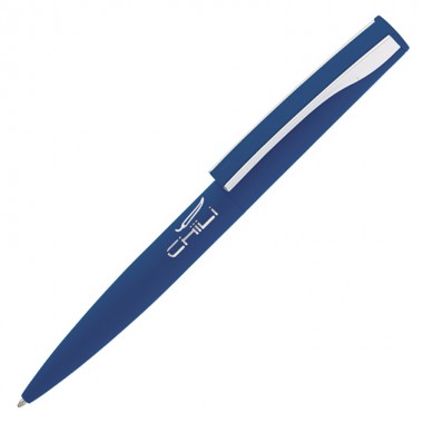 Ручка шариковая "Dial", темно-синий/серебристый, прорезиненная поверхность