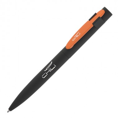 Ручка шариковая "Lip", черный/оранжевый, прорезиненная поверхность
