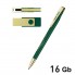 Набор ручка + флеш-карта 16Гб в футляре, темно-зеленый/золото