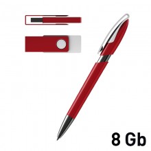 Набор ручка + флеш-карта 8Гб в футляре, красный/белый