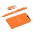 Набор ручка + флеш-карта 8Гб + источник энергии 4000 mAh в футляре, прорезиненный оранжевый