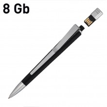 Ручка с флеш-картой USB 8GB "GENIUS SOFTTOUCH MM", черный, прорезиненная поверхность