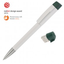Ручка с флеш-картой USB 8GB «TURNUS M», белый/темно-зеленый