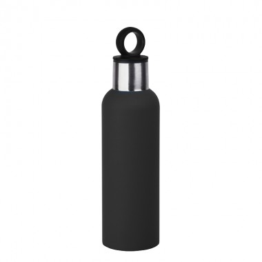 Термобутылка "Силуэт" с прорезиненной поверхностью, 0,5л., черная