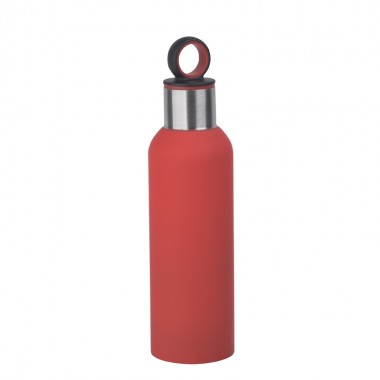 Термобутылка "Силуэт" с прорезиненной поверхностью, 0,5л., красная