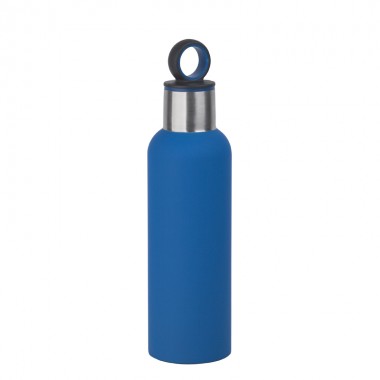 Термобутылка "Силуэт" с прорезиненной поверхностью, 0,5л., синяя