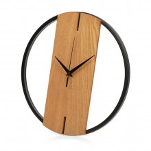 Деревянные часы с металлическим ободом, диаметр 30 см, Time Wheel, натуральный/черный Деревянные часы с металлическим ободом, диаметр 30 см, Time Wheel, натуральный/черный